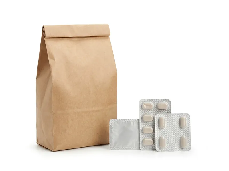 Bolsa de alimento medicado sobre mostrador