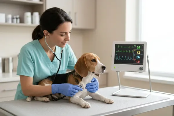 Chequeo cardiológico a un perro